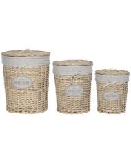 Cesto per i Panni Sporchi Home ESPRIT Crema vimini Shabby Chic 45 x 45 x 55 cm 3 Pezzi Cesto per i Panni Sporchi Home ESPRIT Crema vimini Shabby Chic 45 x 45 x 55 cm 3 Pezzi