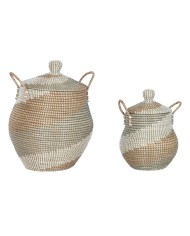 Set di Cestini Home ESPRIT Crema Naturale Erba di mare Tropicale (2 Pezzi) Set di Cestini Home ESPRIT Crema Naturale Erba di mare Tropicale (2 Pezzi)