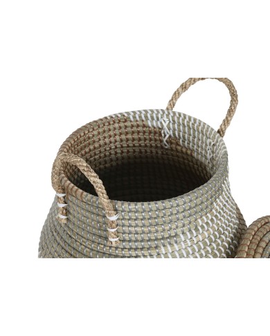 Set di Cestini Home ESPRIT Arancio Naturale Erba di mare Tropicale (2 Pezzi)