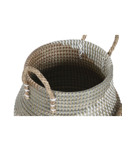 Set di Cestini Home ESPRIT Arancio Naturale Erba di mare Tropicale (2 Pezzi)