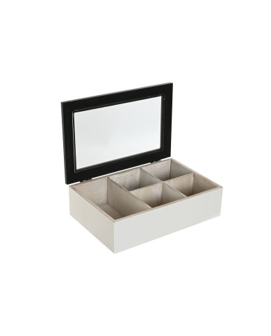 Scatola per Infusioni Home ESPRIT Bianco Nero Metallo Cristallo Legno MDF 23 x 15 x 6,5 cm (2 Unità) Scatola per Infusioni Home ESPRIT Bianco Nero Metallo Cristallo Legno MDF 23 x 15 x 6,5 cm (2 Unità)