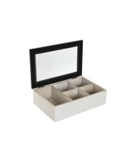 Scatola per Infusioni Home ESPRIT Bianco Nero Metallo Cristallo Legno MDF 23 x 15 x 6,5 cm (2 Unità) Scatola per Infusioni Home ESPRIT Bianco Nero Metallo Cristallo Legno MDF 23 x 15 x 6,5 cm (2 Unità)