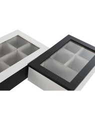 Scatola per Infusioni Home ESPRIT Bianco Nero Metallo Cristallo Legno MDF 23 x 15 x 6,5 cm (2 Unità) Scatola per Infusioni Home ESPRIT Bianco Nero Metallo Cristallo Legno MDF 23 x 15 x 6,5 cm (2 Unità)