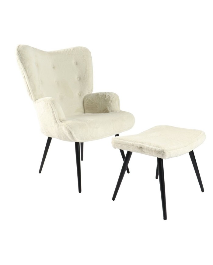 Poltrona Home ESPRIT Bianco Poliestere Metallo 72 X 74 X 97 cm