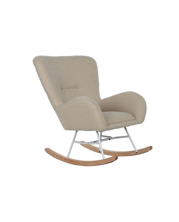 Sedia a Dondolo Home ESPRIT Bianco Poliestere Metallo 74 X 90 X 95 cm Sedia a Dondolo Home ESPRIT Bianco Poliestere Metallo 74 X 90 X 95 cm