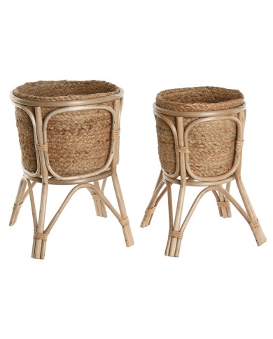 Set di vasi da fiori Home ESPRIT Naturale vimini Fibra 28 x 28 x 38 cm (2 Pezzi) Set di vasi da fiori Home ESPRIT Naturale vimini Fibra 28 x 28 x 38 cm (2 Pezzi)