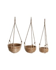 Set di vasi da fiori Home ESPRIT Naturale vimini Fibra 28 x 28 x 38 cm (2 Pezzi)