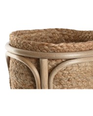 Set di vasi da fiori Home ESPRIT Naturale vimini Fibra 28 x 28 x 38 cm (2 Pezzi)