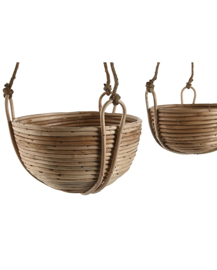 Set di vasi da fiori Home ESPRIT Naturale vimini Corda 31 x 31 x 23 cm (3 Pezzi)