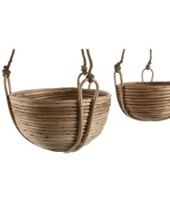 Set di vasi da fiori Home ESPRIT Naturale vimini Corda 31 x 31 x 23 cm (3 Pezzi)