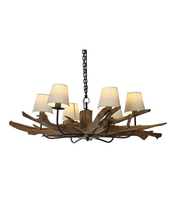 Lampadario Home ESPRIT Ferro teak 130 X 130 X 35 cm Lampadario Home ESPRIT Ferro teak 130 X 130 X 35 cm