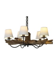 Lampadario Home ESPRIT Ferro teak 90 x 90 x 35 cm