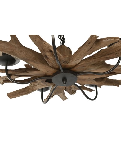 Lampadario Home ESPRIT Ferro teak 90 x 90 x 35 cm