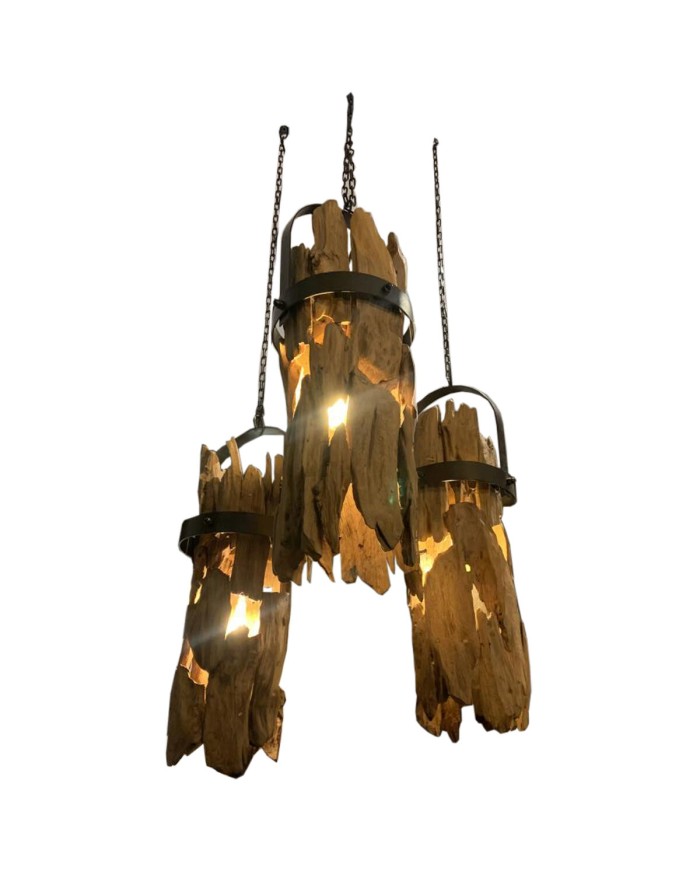 Lampadario Home ESPRIT Ferro teak 160 x 30 x 40 cm Lampadario Home ESPRIT Ferro teak 160 x 30 x 40 cm