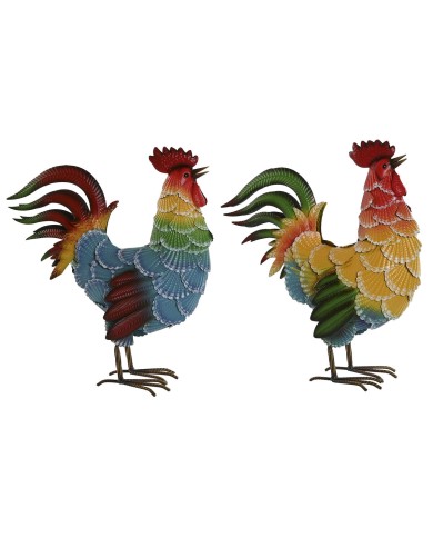 Statua Decorativa Home ESPRIT Multicolore Gallo 39,5 X 15 X 42 cm (2 Unità)