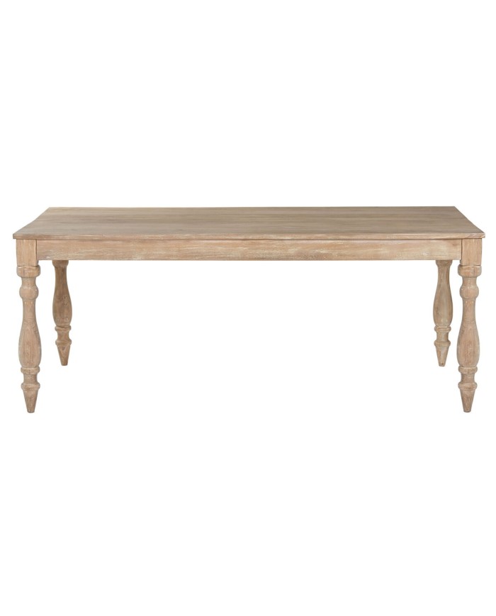 Tavolo da Pranzo Home ESPRIT Bianco teak 195 X 97 X 77 cm Tavolo da Pranzo Home ESPRIT Bianco teak 195 X 97 X 77 cm
