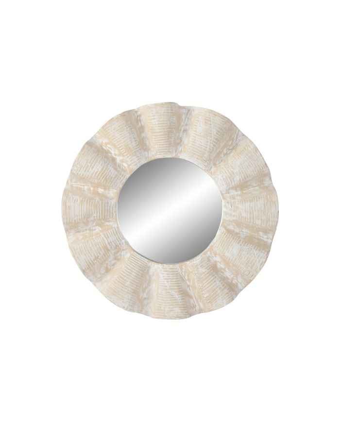 Specchio da parete Home ESPRIT Bianco Decapaggio Intaglio 76 x 7 x 76 cm