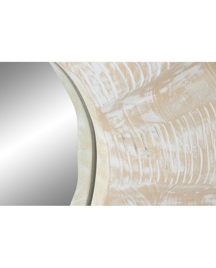 Specchio da parete Home ESPRIT Bianco Decapaggio Intaglio 76 x 7 x 76 cm