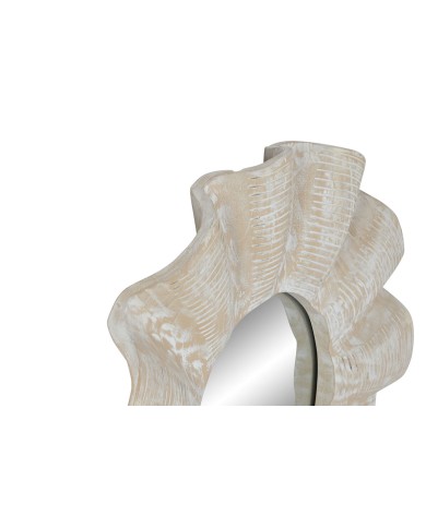 Specchio da parete Home ESPRIT Bianco Decapaggio Intaglio 76 x 7 x 76 cm