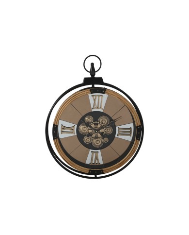 Orologio da Parete Home ESPRIT Nero Dorato Metallo Legno di pino Vintage 60 X 8 X 77 cm