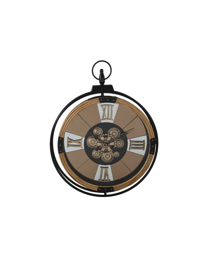 Orologio da Parete Home ESPRIT Nero Dorato Metallo Legno di pino Vintage 60 X 8 X 77 cm
