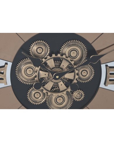 Orologio da Parete Home ESPRIT Nero Dorato Metallo Legno di pino Vintage 60 X 8 X 77 cm