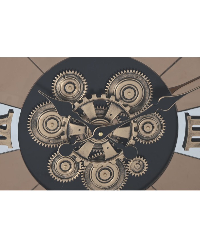 Orologio da Parete Home ESPRIT Nero Dorato Metallo Legno di pino Vintage 60 X 8 X 77 cm