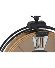 Orologio da Parete Home ESPRIT Nero Dorato Metallo Legno di pino Vintage 60 X 8 X 77 cm