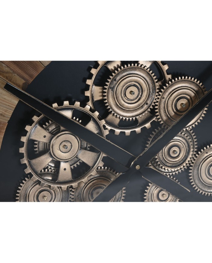 Orologio da Parete Home ESPRIT Nero Naturale Cristallo Legno di pino 87,2 X 8 X 87,2 cm