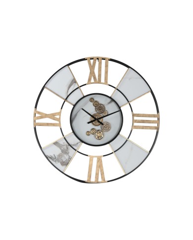 Orologio da Parete Home ESPRIT Bianco Nero Dorato Metallo 142 X 9 X 142 cm
