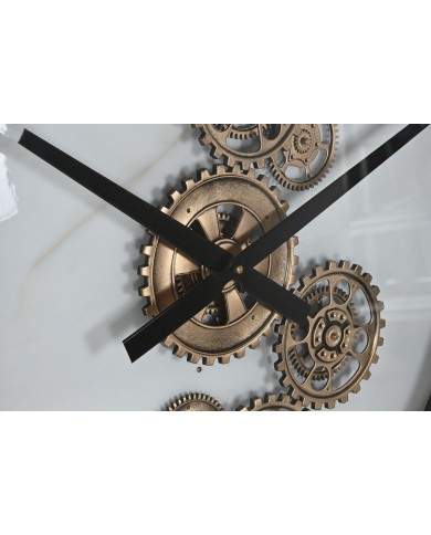 Orologio da Parete Home ESPRIT Bianco Nero Dorato Metallo 142 X 9 X 142 cm