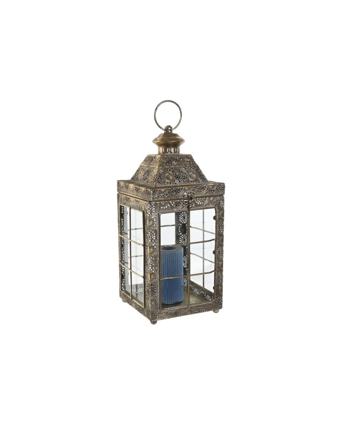 Lampioni Home ESPRIT Dorato Metallo Cristallo Arabo 26 x 26 x 53 cm (2 Pezzi)