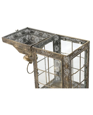 Lampioni Home ESPRIT Dorato Metallo Cristallo Arabo 26 x 26 x 53 cm (2 Pezzi)