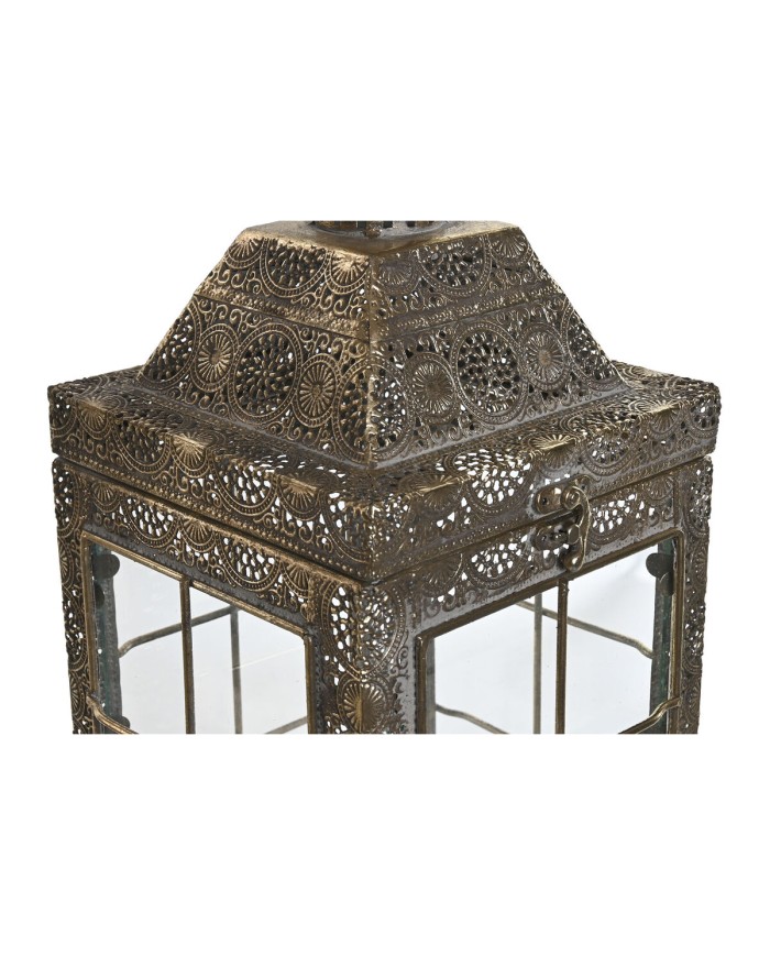Lampioni Home ESPRIT Dorato Metallo Cristallo Arabo 26 x 26 x 53 cm (2 Pezzi)