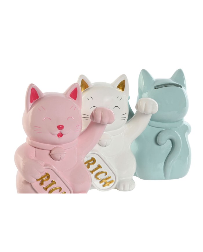 Salvadanaio Home ESPRIT Resina Gatto 12 x 9,5 x 16 cm (3 Unità)