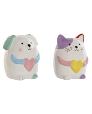 Salvadanaio Home ESPRIT Resina Gatto 12 x 9,5 x 16 cm (3 Unità)