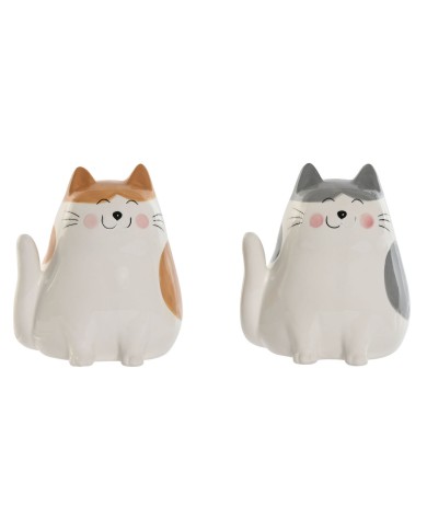 Salvadanaio Home ESPRIT Dolomite Gatto 13,5 X 10 X 15 cm (2 Unità)
