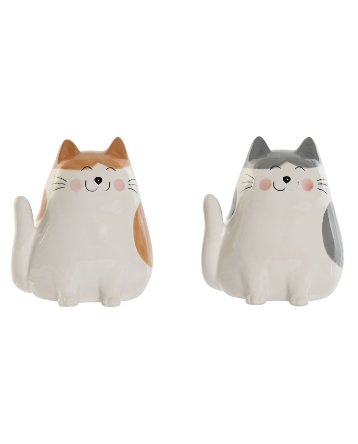 Salvadanaio Home ESPRIT Dolomite Gatto 13,5 X 10 X 15 cm (2 Unità)