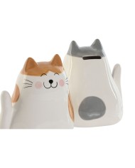 Salvadanaio Home ESPRIT Dolomite Gatto 13,5 X 10 X 15 cm (2 Unità)