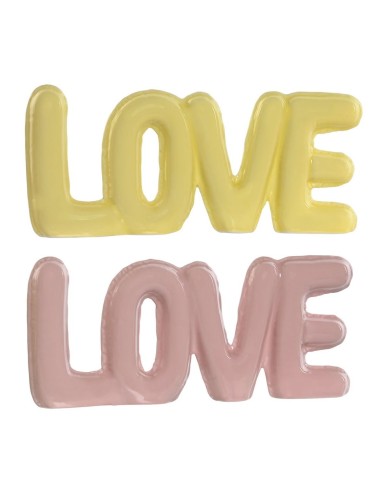 Statua Decorativa Home ESPRIT LOVE Giallo Rosa Per bambini 24 X 2,5 X 10 cm (2 Unità)