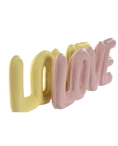 Statua Decorativa Home ESPRIT LOVE Giallo Rosa Per bambini 24 X 2,5 X 10 cm (2 Unità)