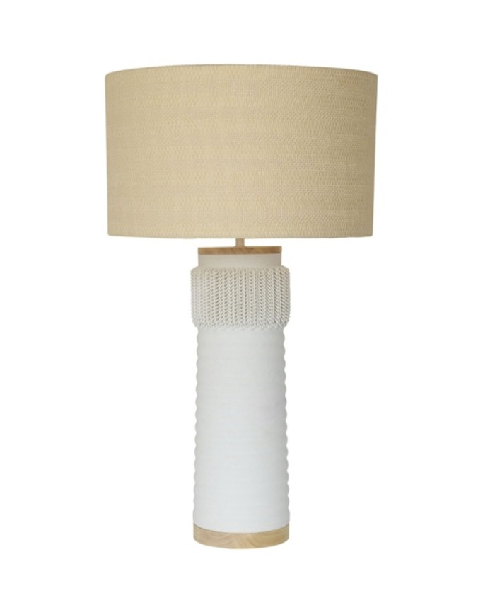 Lampada da tavolo Home ESPRIT Lino Ceramica 46 x 46 x 77 cm