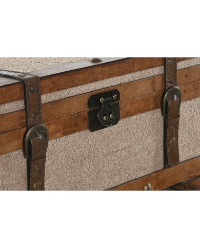 Set di Bauli Home ESPRIT Marrone Beige Poliestere Legno 80 x 49 x 45 cm (3 Unità)