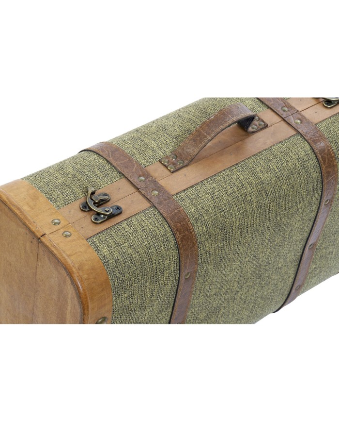 Set di Bauli Home ESPRIT Verde Legno Tela Tropicale 60 x 24 x 38 cm