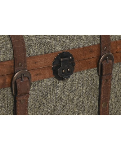 Set di Bauli Home ESPRIT Verde Multicolore Legno Tela Tropicale 60 x 43,5 x 42 cm (3 Unità)