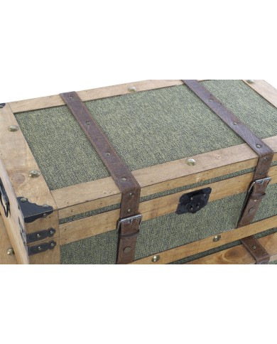 Set di Bauli Home ESPRIT Verde Legno Tela Tropicale 81 x 50 x 45 cm (3 Unità)