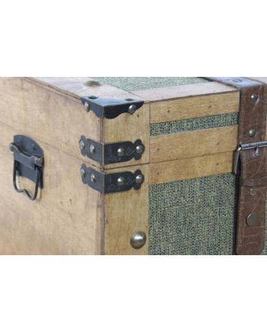 Set di Bauli Home ESPRIT Verde Legno Tela Tropicale 81 x 50 x 45 cm (3 Unità)