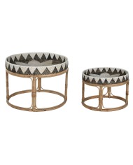 Set di 2 tavoli Home ESPRIT Rattan 70 X 70 X 52 cm