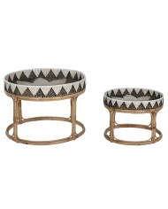 Set di 2 tavoli Home ESPRIT Rattan 70 X 70 X 52 cm