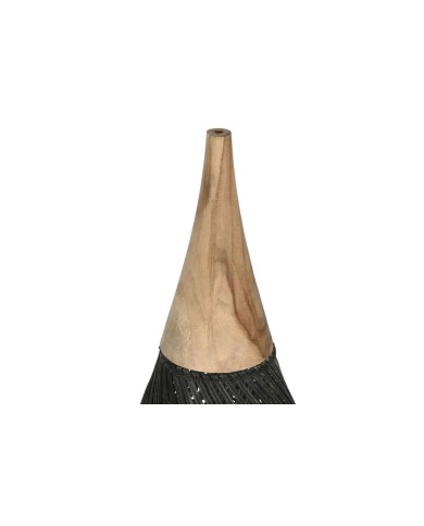 Paralume Home ESPRIT Nero Bambù teak 35 x 35 x 85 cm (2 Unità)